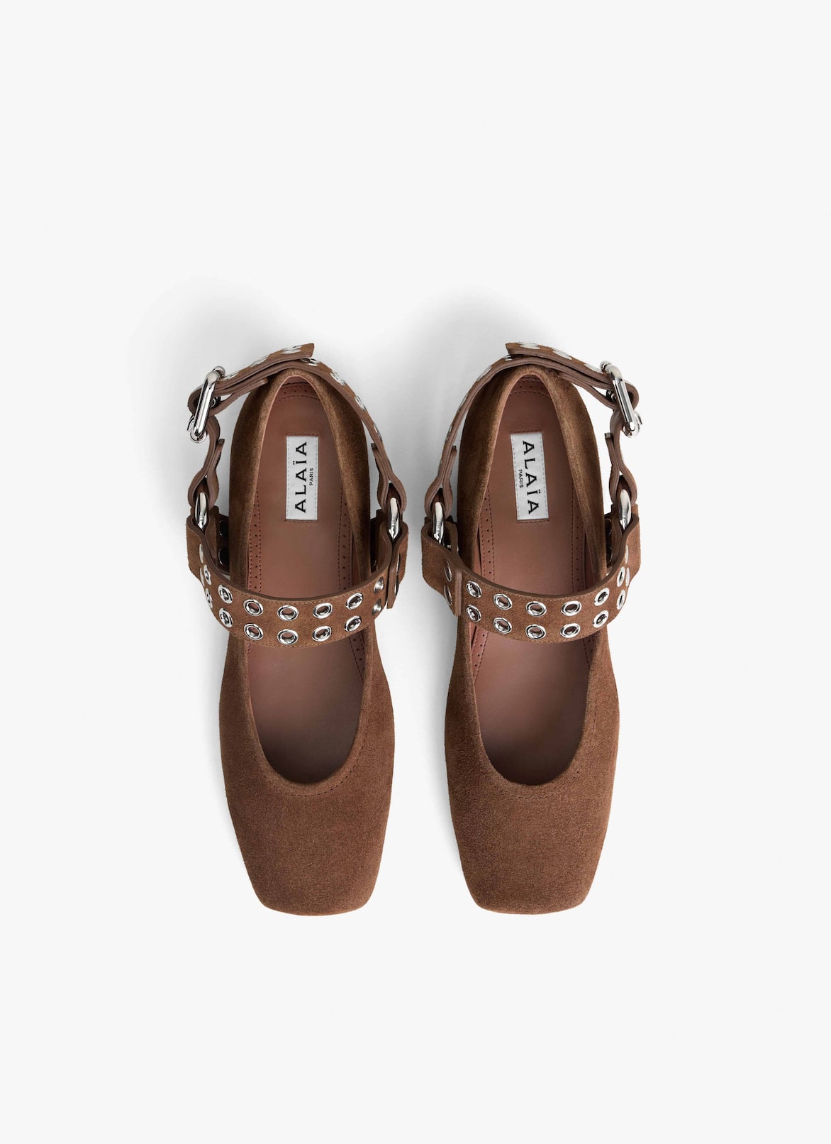 BIKER BALLET FLATS IN SUEDE ALAÏA UMBER BIKER BALLET FLATS IN SUEDE